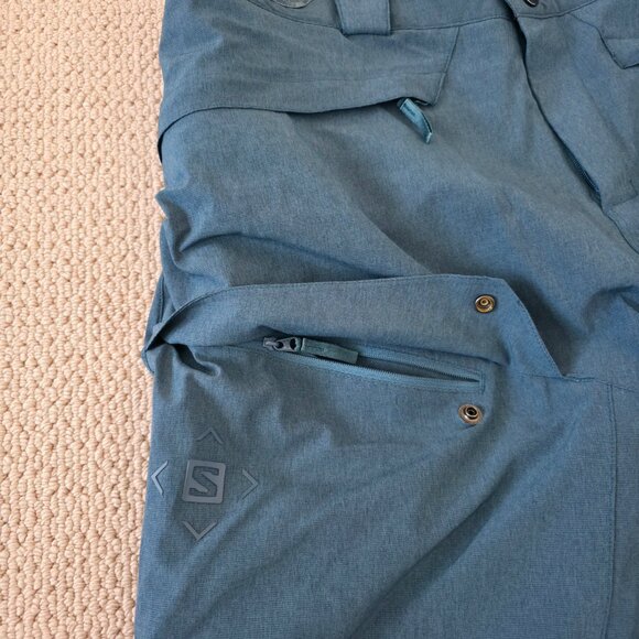 SALOMON UNTRACKED MENS SKI PANTS LARGE BLUE/HEATHER EXCELLENT CONDITION - Picture 4 of 10